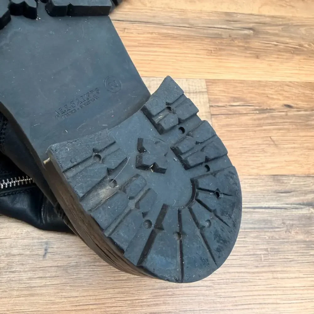 Allsaints women size 7 Eu38 black Leather Combat Boot